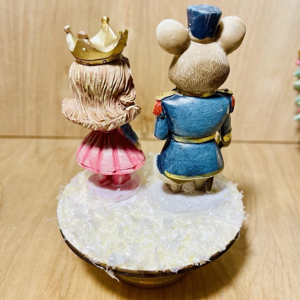 Christmas Figurines Decorations Winter Princess Nutcracker Set Of 2 On Pedestals